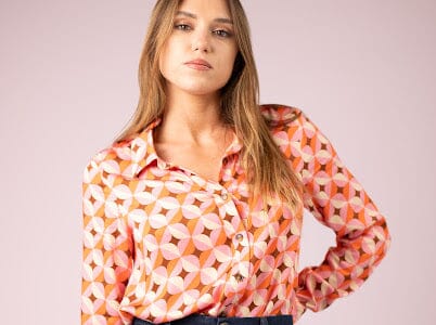60’s Print Collared Shirt Tops & knitwear Elmay Boutique 