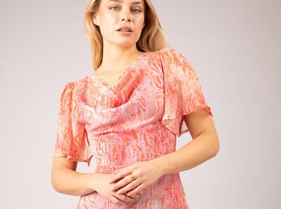 Coral & Purple Cowl Dress Dresses Elmay Boutique 