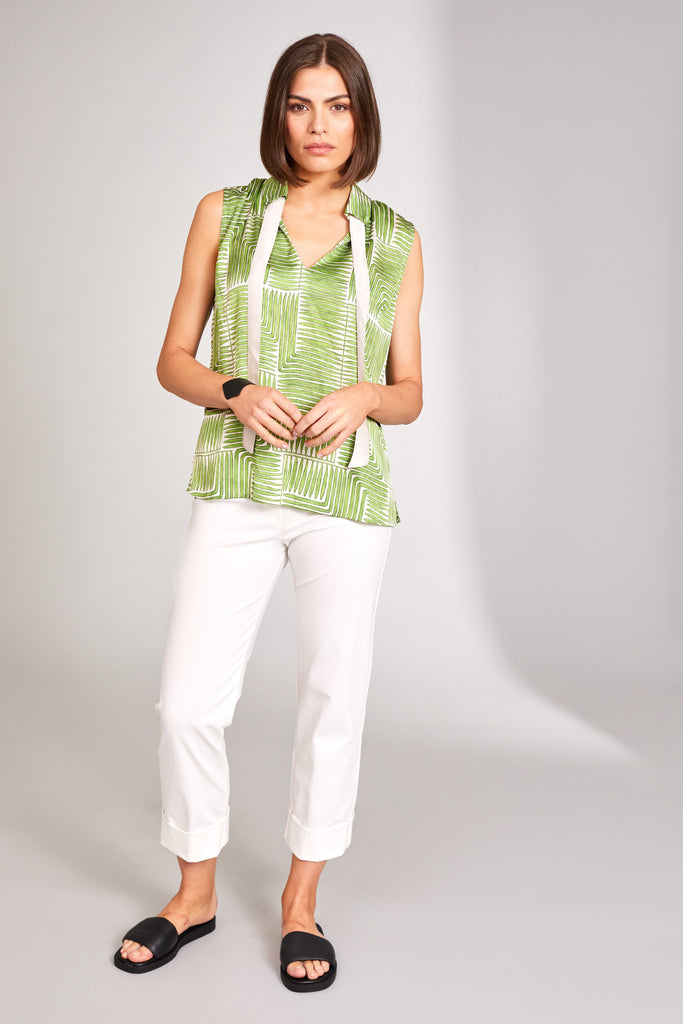 Lux Green Sleeveless Top Tops & knitwear Elmay Boutique 