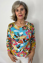 Multi Colour Floral Fine Knit Tops & knitwear Elmay Boutique