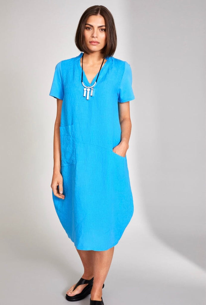 Peruzzi Turquoise Linen Dress Dresses Elmay Boutique 