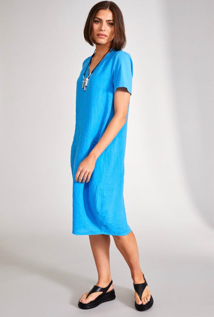Peruzzi Turquoise Linen Dress Dresses Elmay Boutique 