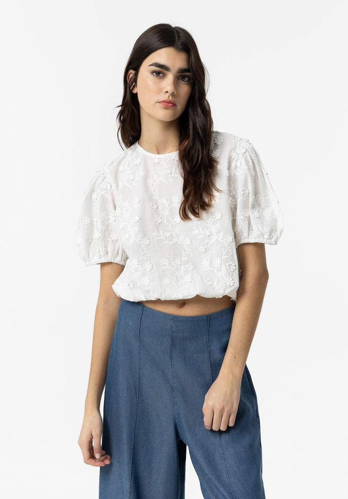 Pretty White Floral Top Tops & knitwear Elmay Boutique 