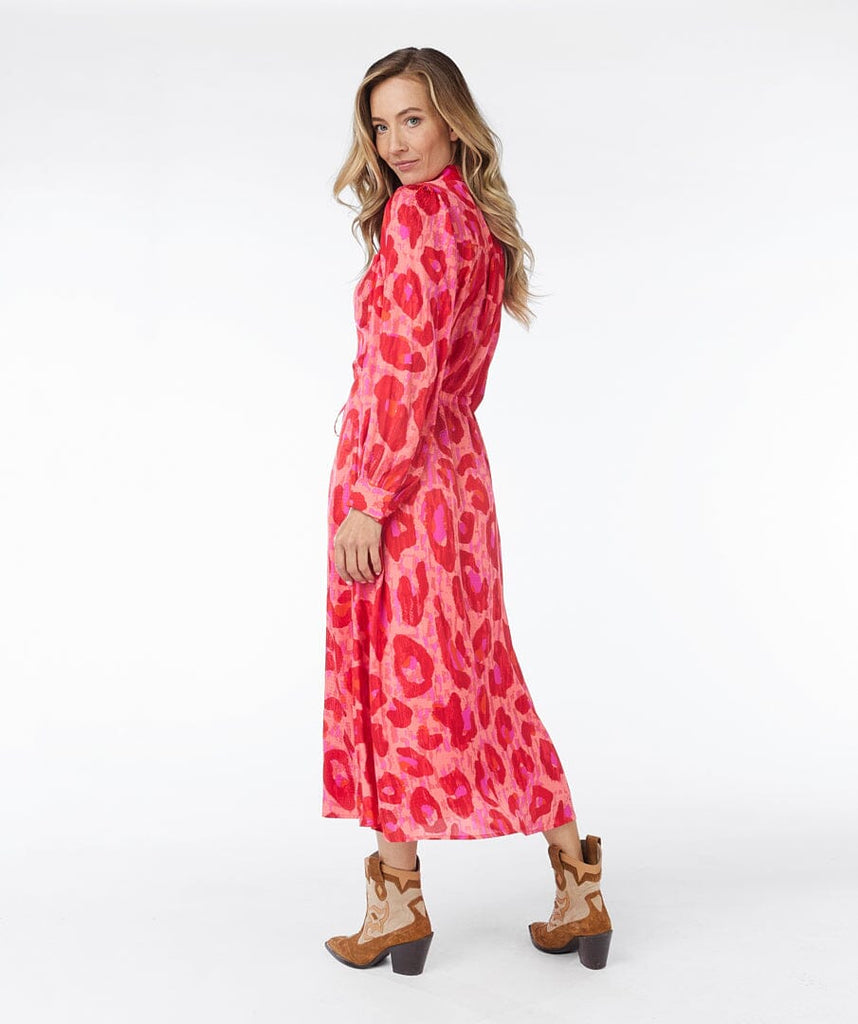 Vibrant Coral Animal Print Dress Dresses Elmay Boutique 
