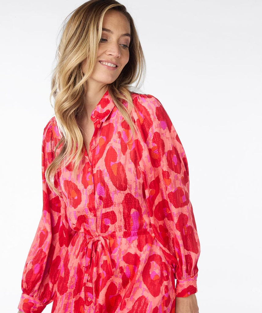 Vibrant Coral Animal Print Dress Dresses Elmay Boutique 