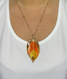 Autumn Leaf Pendant Necklace Accessories Elmay Boutique 