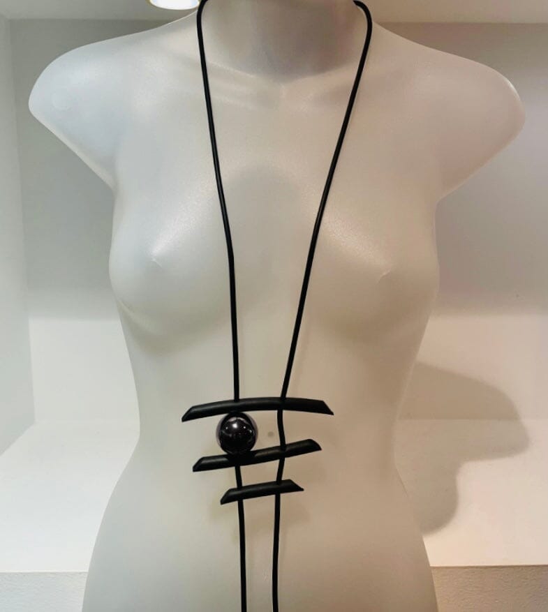 Black Ball Pendant Necklace Accessories Elmay Boutique 