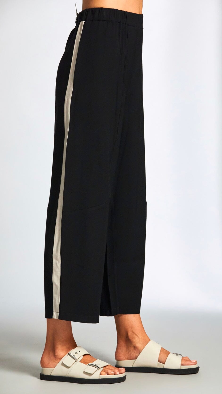 Black & Beige Side Stripe Trouser Trousers & Skirts Elmay Boutique 