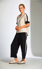 Black & Beige Side Stripe Trouser Trousers & Skirts Elmay Boutique 