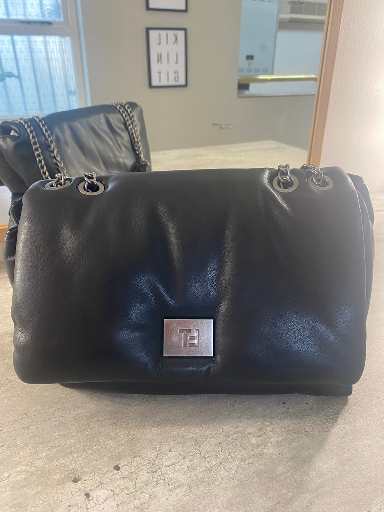 Black Medium Faux Leather Bag Accessories Elmay Boutique 