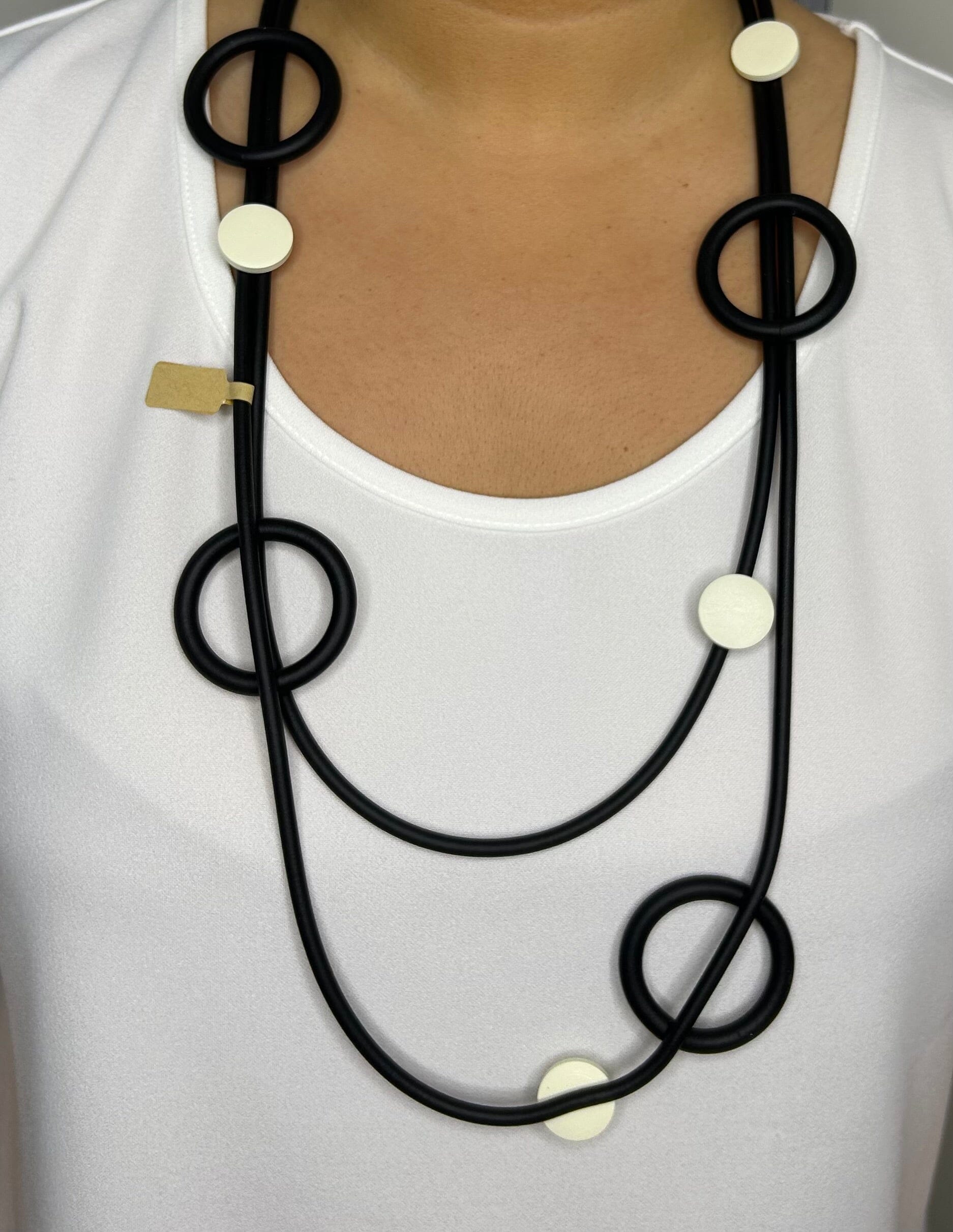 Black & White Double Necklace Accessories Elmay Boutique 