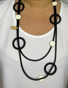 Black & White Double Necklace Accessories Elmay Boutique 