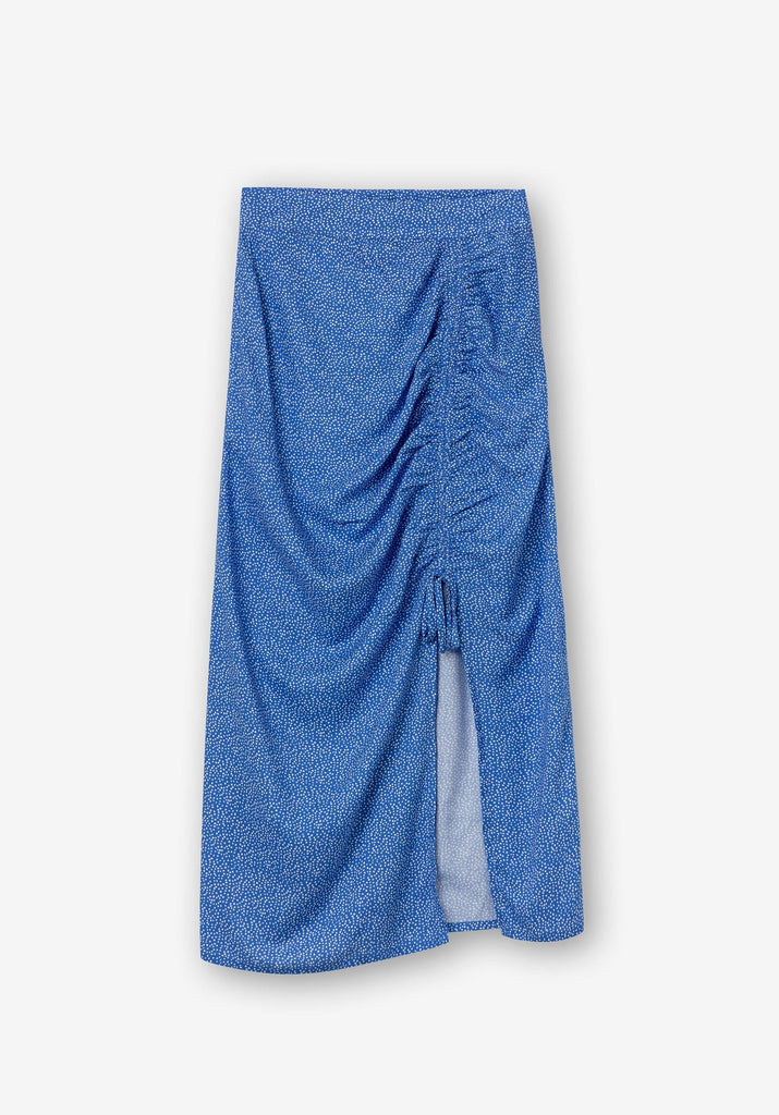 Blue Print Ruched Skirt Trousers & Skirts Elmay Boutique 