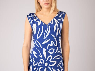 Blue Print V Neck Dress Dresses Elmay Boutique 