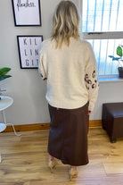 Brown Faux Leather Straight Skirt Trousers & Skirts Elmay Boutique 