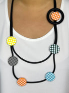 Colourful Check Circle Necklace Accessories Elmay Boutique 