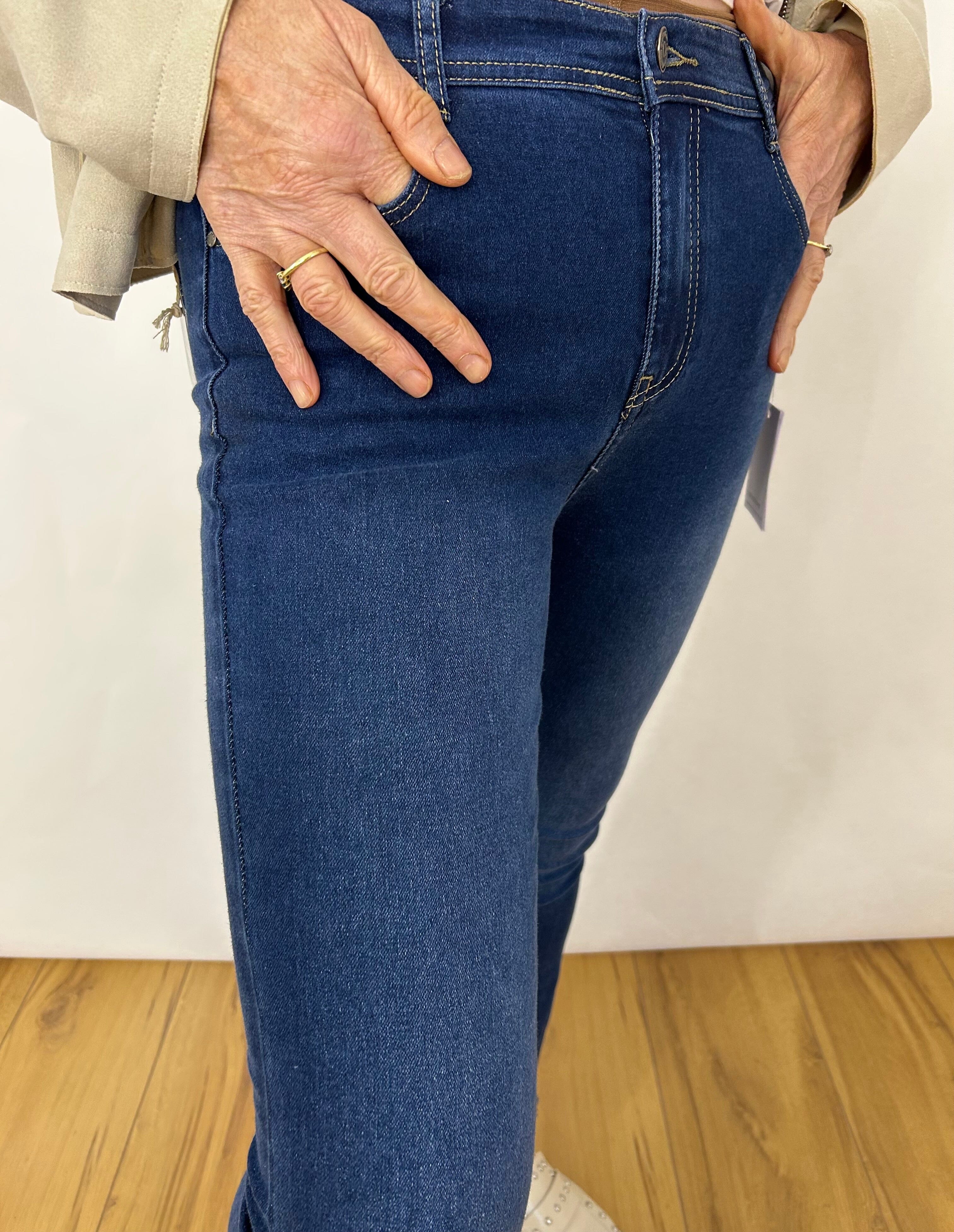 Dark Blue Bootcut Frayed Jean Trousers & Skirts Elmay Boutique 