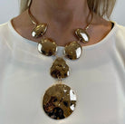 Gold Circle Neckpiece Accessories Elmay Boutique 