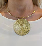 Gold Disc Ring Necklace Accessories Elmay Boutique 