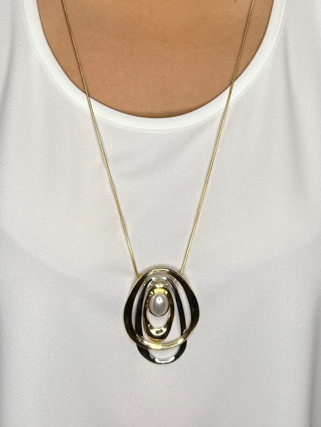 Gold & Silver Pearl Necklace Accessories Elmay Boutique 