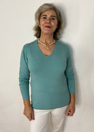 Green Fine Knit Jumper Tops & knitwear Elmay Boutique 