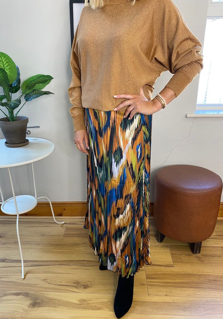 Multi Print Pleat Skirt Trousers & Skirts Elmay Boutique 