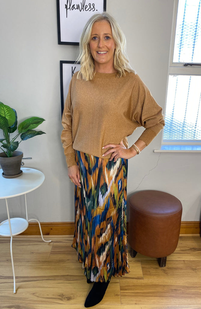 Multi Print Pleat Skirt Trousers & Skirts Elmay Boutique 