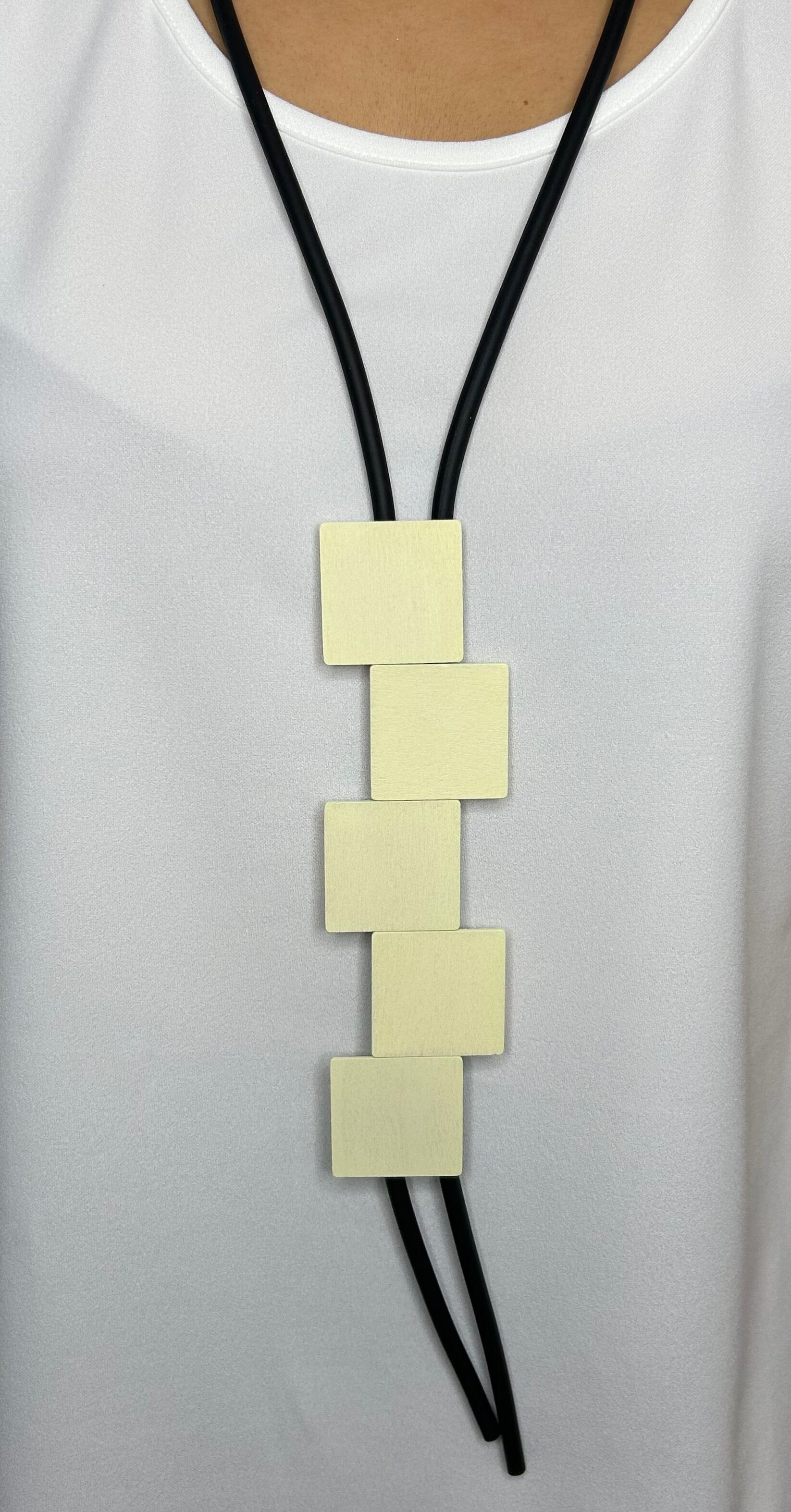 Off White Square Drop Necklace Accessories Elmay Boutique 