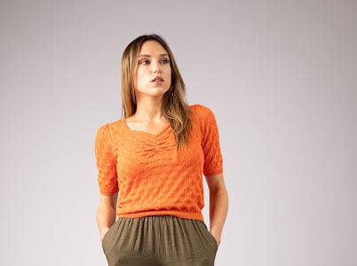 Orange Knit Top Tops & knitwear Elmay Boutique 