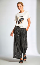 Peruzzi Black & Cream Stripe Trouser Trousers & Skirts Elmay Boutique 