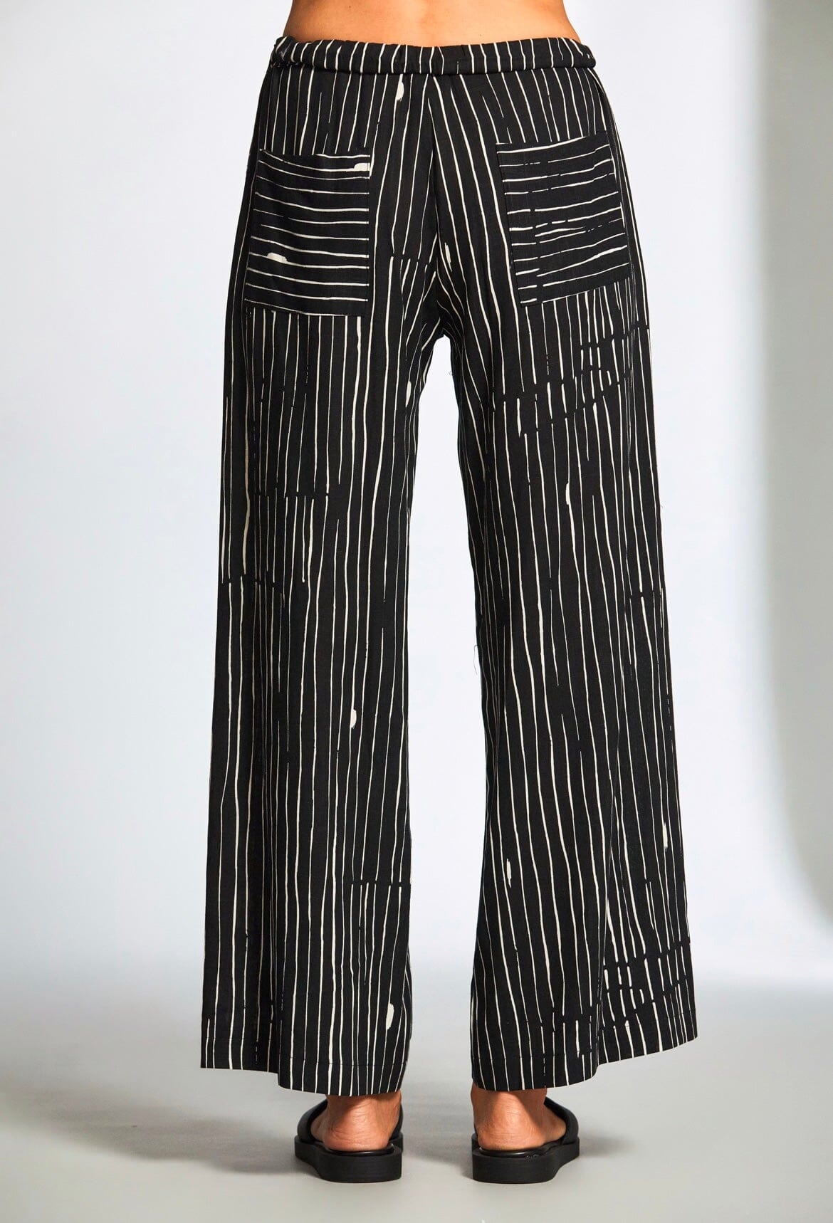 Peruzzi Black & Cream Stripe Trouser Trousers & Skirts Elmay Boutique 