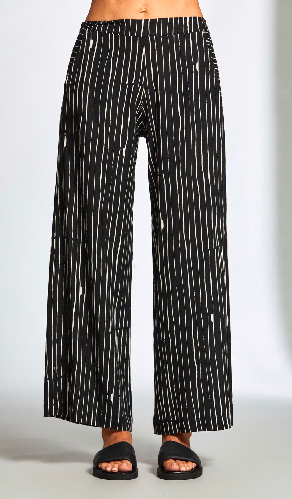 Peruzzi Black & Cream Stripe Trouser Trousers & Skirts Elmay Boutique 