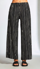 Peruzzi Black & Cream Stripe Trouser Trousers & Skirts Elmay Boutique 