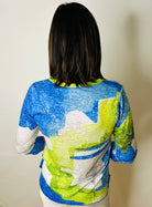 Peruzzi Blue & Green Easy Top Tops & knitwear Elmay Boutique 