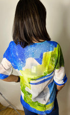 Peruzzi Blue & Green Sheer Top Tops & knitwear Elmay Boutique 