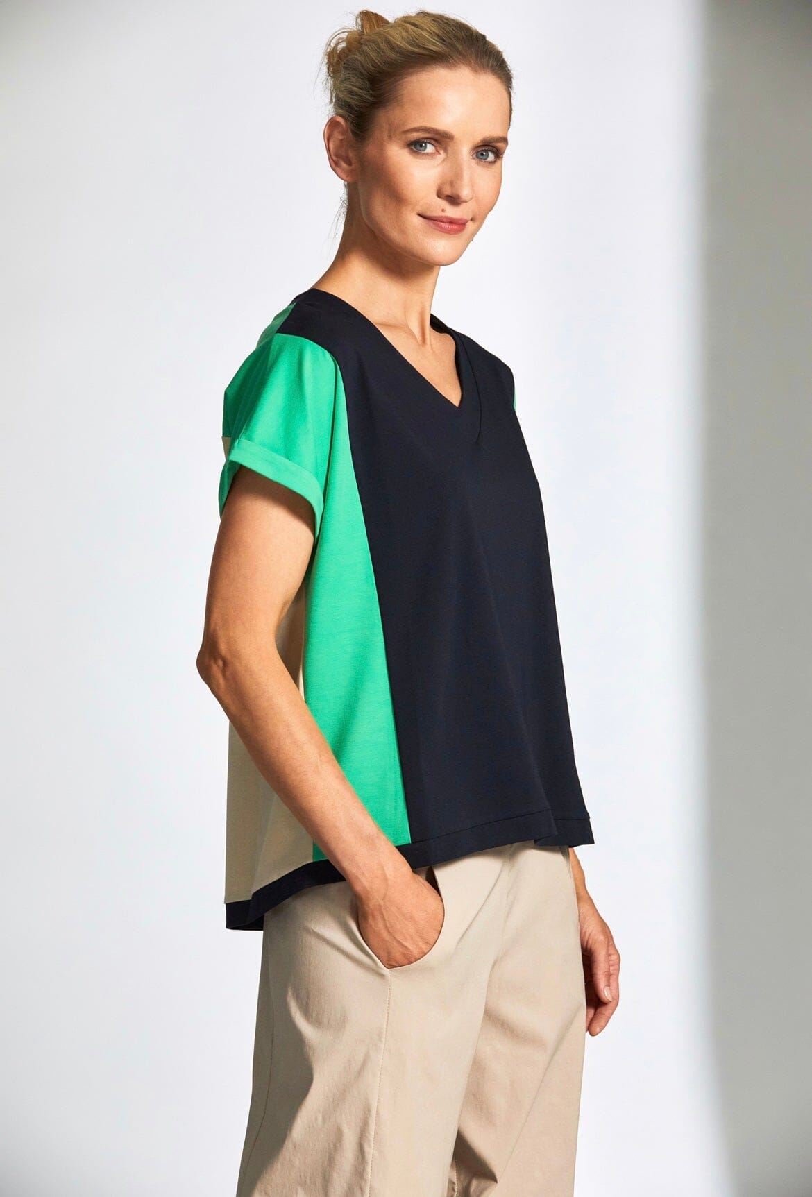 Peruzzi Green Block Top Tops & knitwear Elmay Boutique 