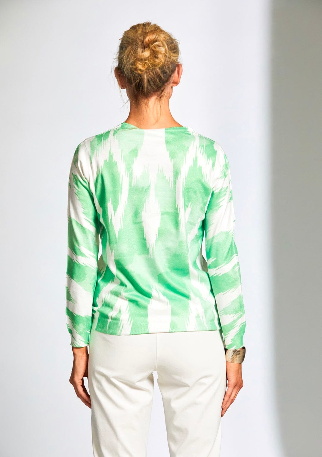 Peruzzi Green & White Fine Knit Tops & knitwear Elmay Boutique 