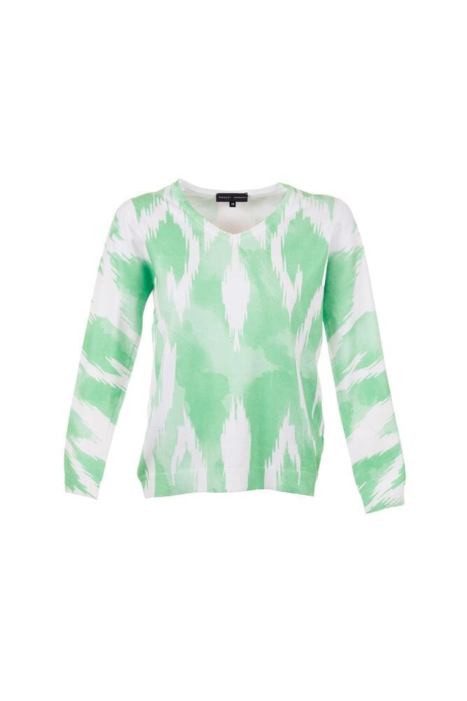 Peruzzi Green & White Fine Knit Tops & knitwear Elmay Boutique 