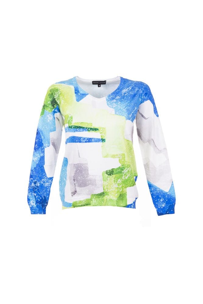 Peruzzi Lime & Blue Fine Knit Tops & knitwear Elmay Boutique 