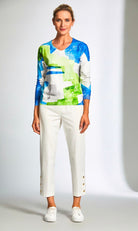 Peruzzi Lime & Blue Fine Knit Tops & knitwear Elmay Boutique 