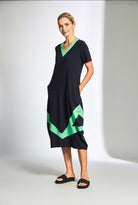 Peruzzi Navy & Green Dress Dresses Elmay Boutique 