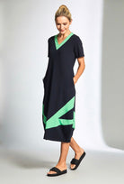 Peruzzi Navy & Green Dress Dresses Elmay Boutique 