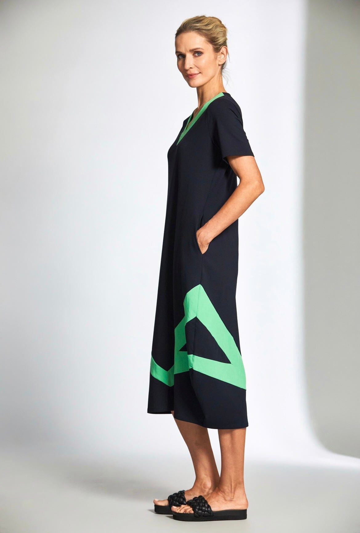 Peruzzi Navy & Green Dress Dresses Elmay Boutique 