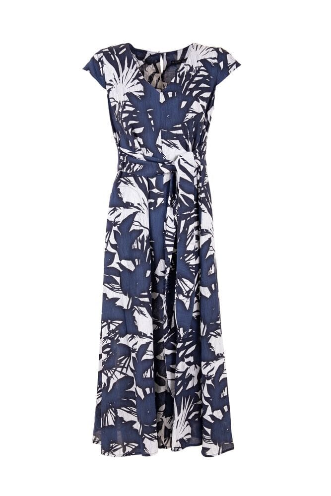 Peruzzi Navy & White Tropical Dress Dresses Elmay Boutique 