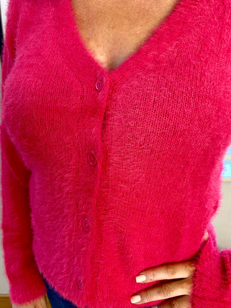 Pink Cozy Knit Cardigan Tops & knitwear Elmay Boutique 