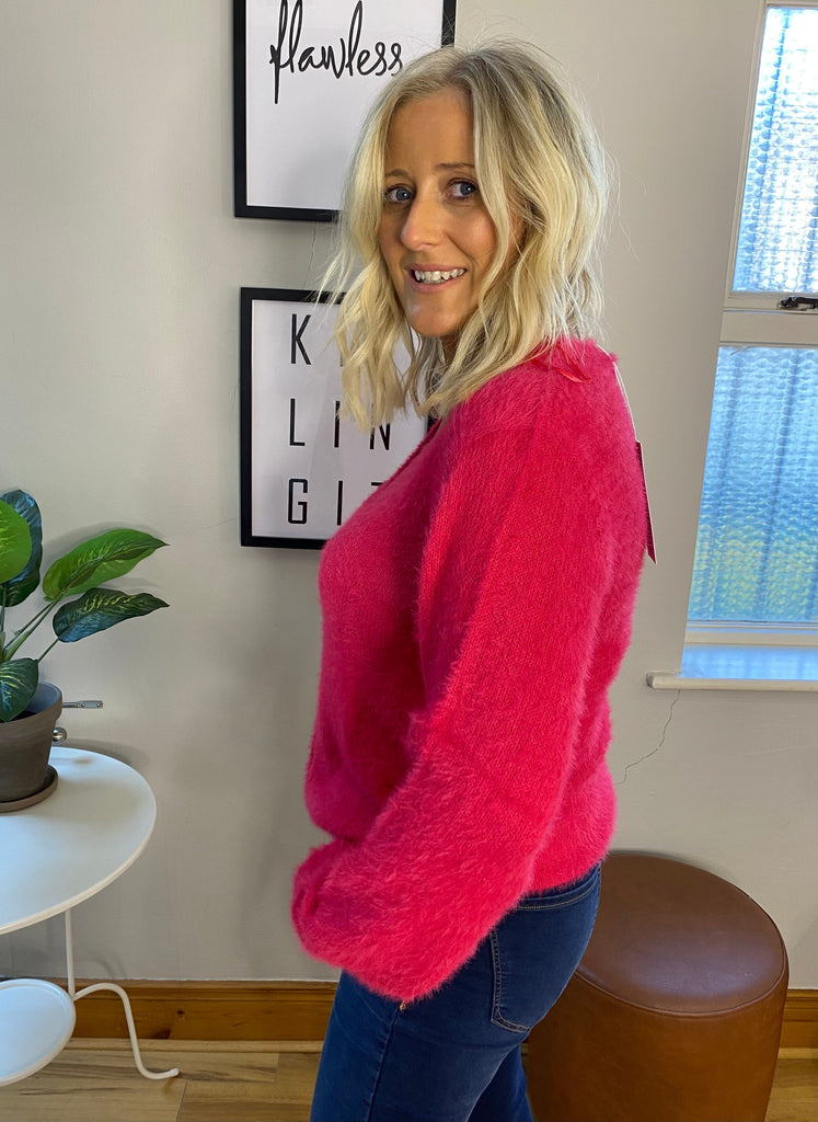 Pink Cozy Knit Cardigan Tops & knitwear Elmay Boutique 