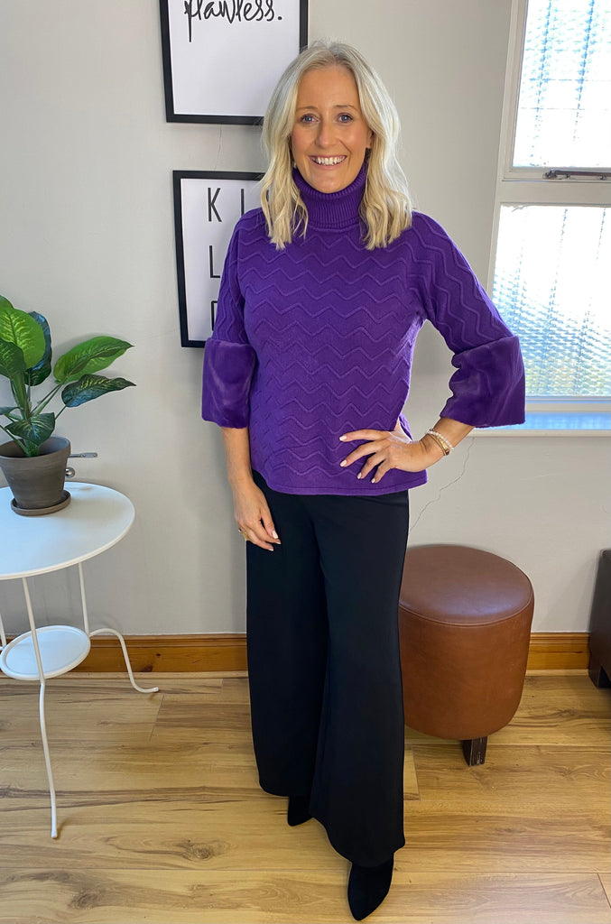 Purple Fur Cowl Jumper Tops & knitwear Elmay Boutique 