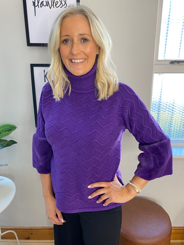 Purple Fur Cowl Jumper Tops & knitwear Elmay Boutique 