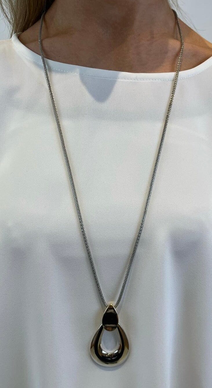 Silver & Gold Teardrop Necklace Accessories Elmay Boutique 