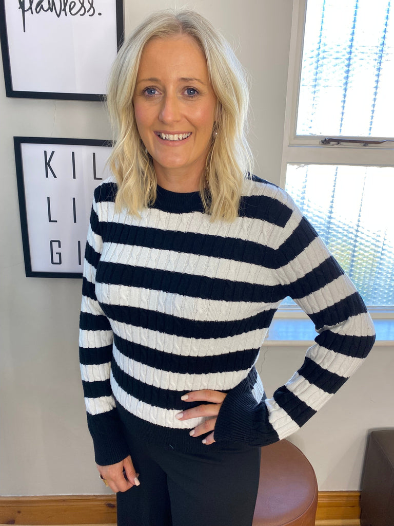 Stripe Black & White Jumper Tops & knitwear Elmay Boutique 